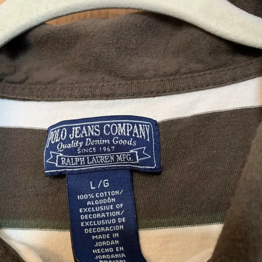 Vintage Polo Jeans Co Strips Golf Polo L